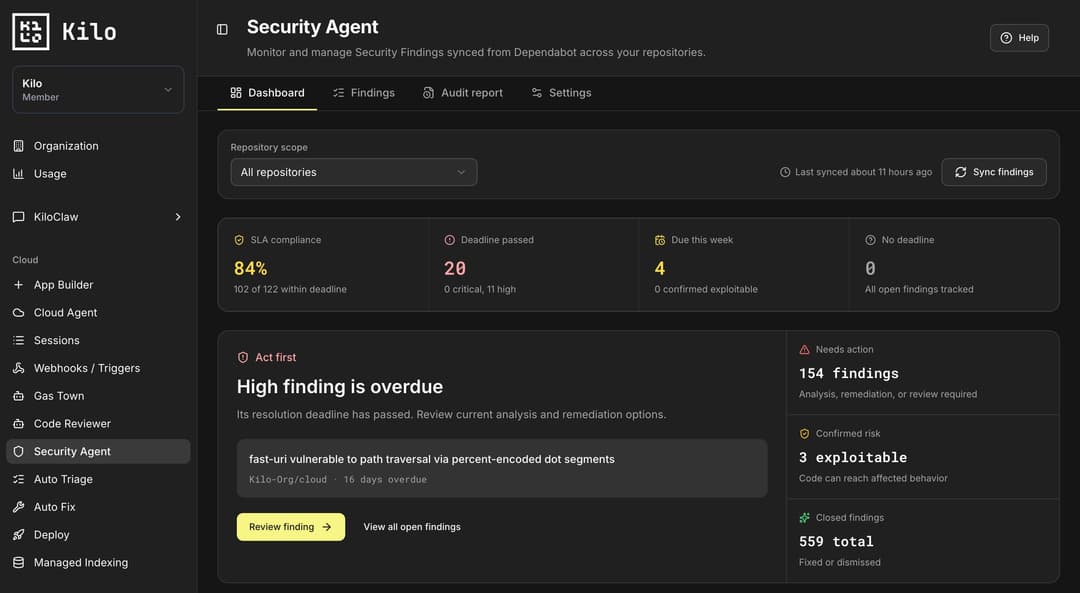 Kilo - Security Agent: Find and Fix Dependency Risk