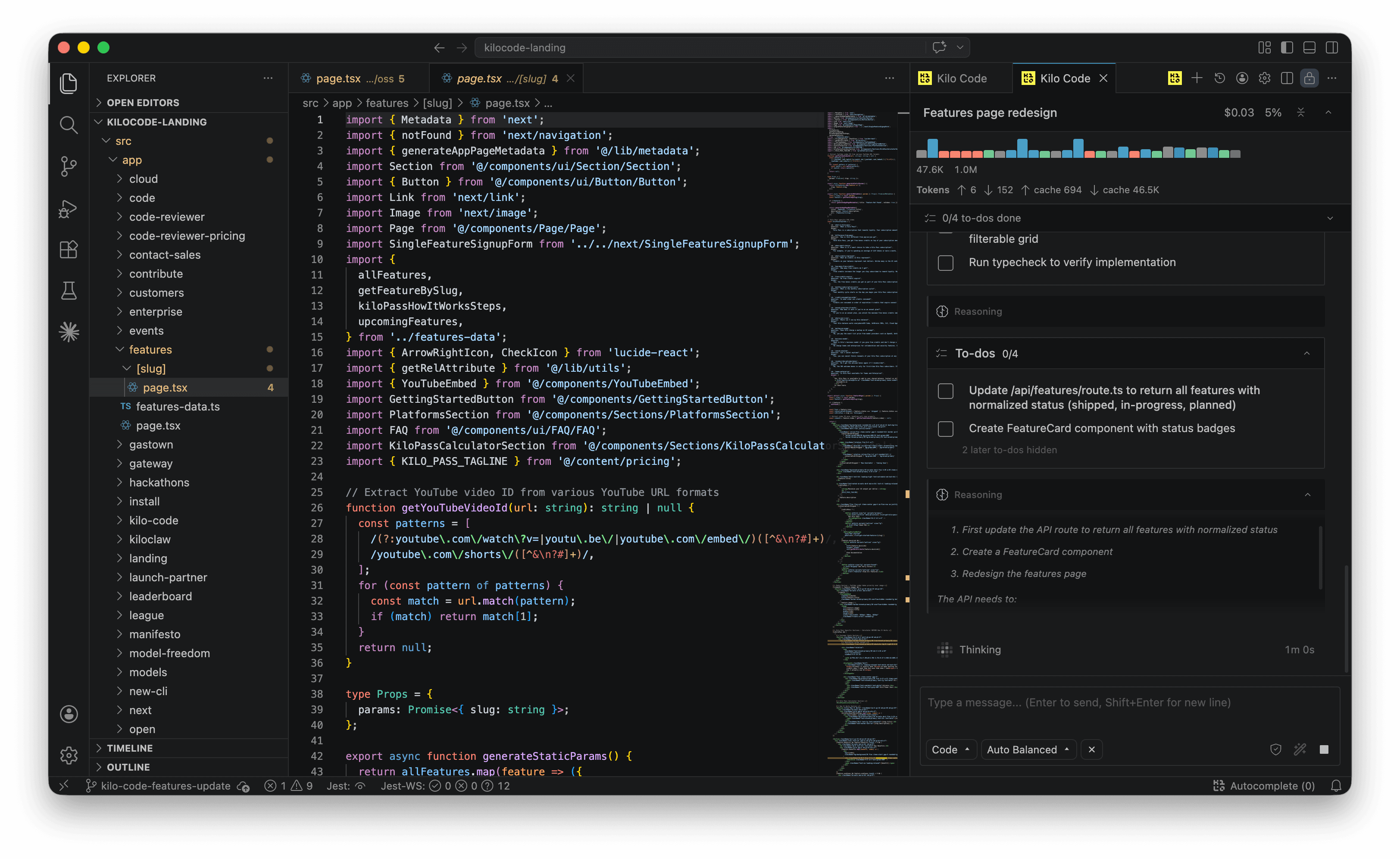 Kilo Code running inside VS Code