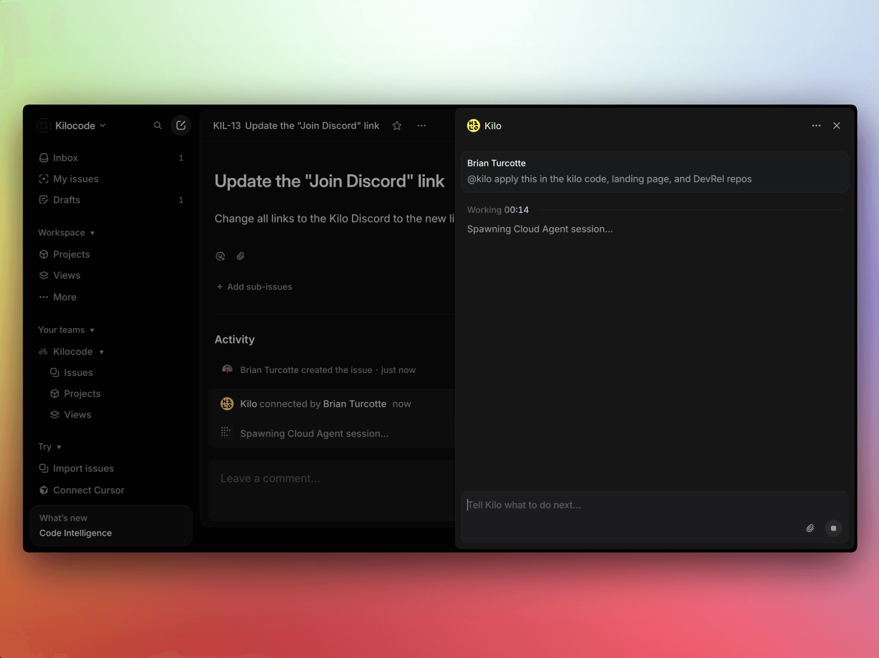 Kilo creating pull requests across multiple repositories