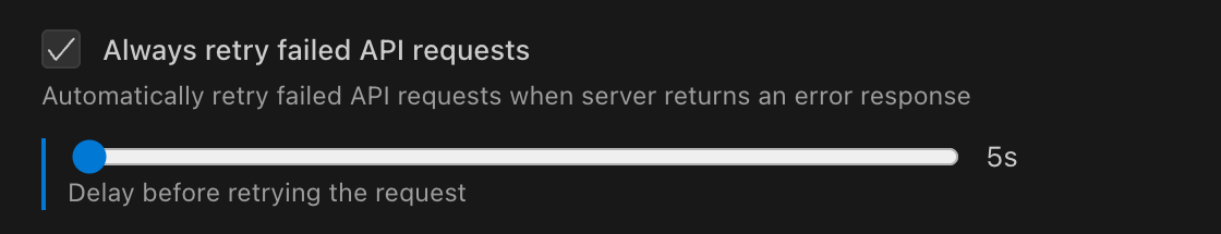带延迟滑块的 API 请求重试设置