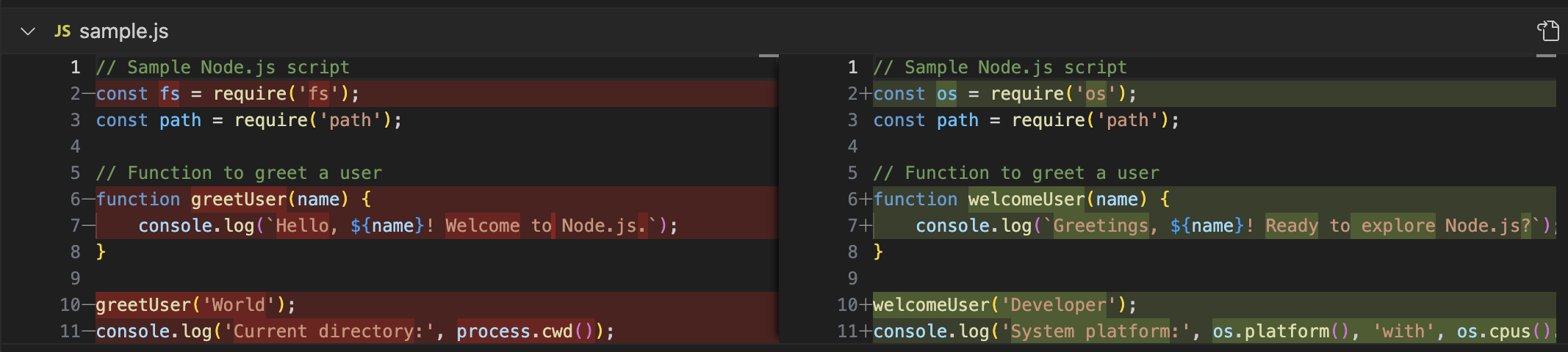 检查点的查看差异选项