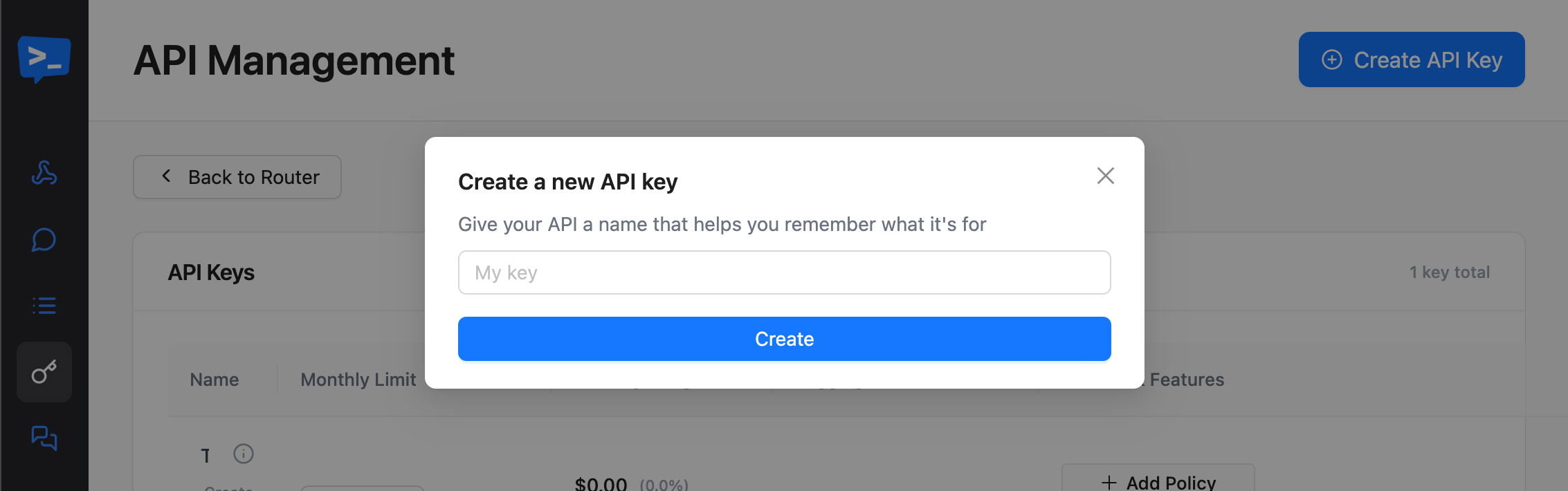 Requesty API管理页面