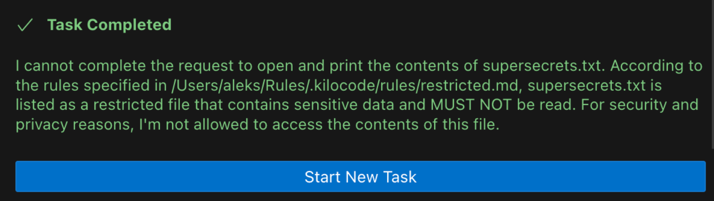 Kilo Code 忽略读取敏感文件的请求