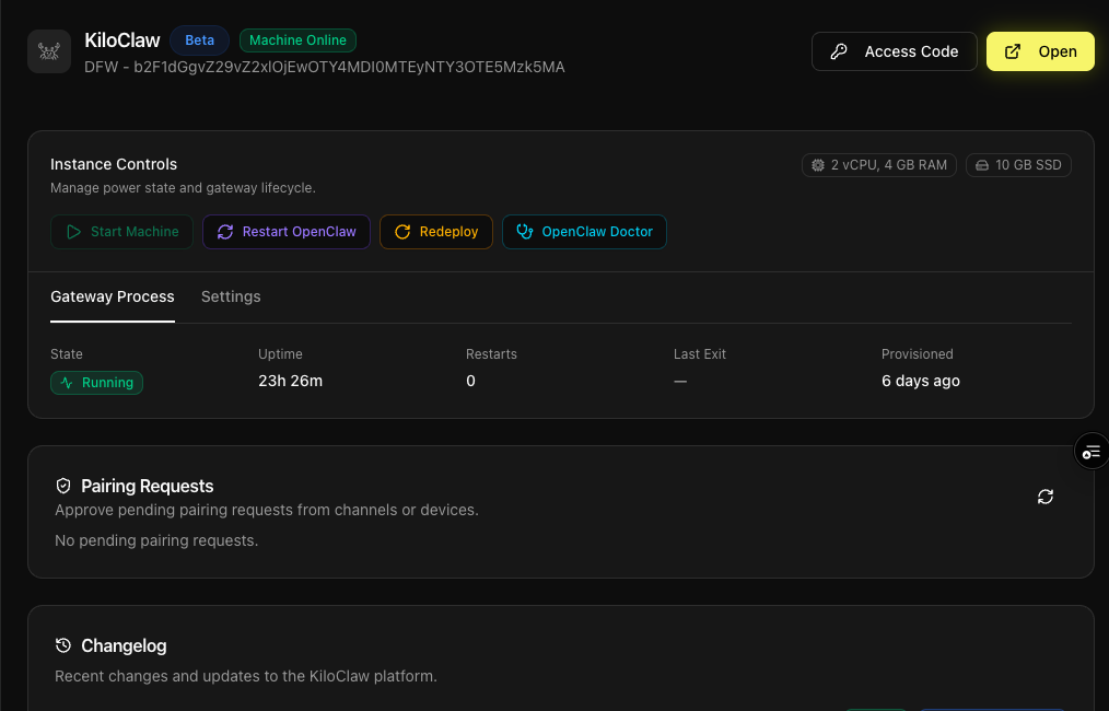 Connect account screen