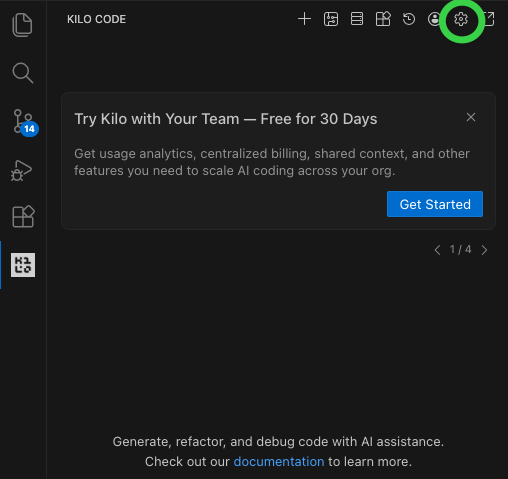打开 Kilo Code 设置