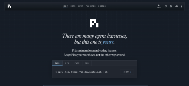 pi.dev minimalist self-hosted AI terminal agent
